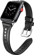 secbolt leather bands: stylish and slim sport strap for apple watch se series 6 5 4 3 2 1 - 38mm 40mm 42mm 44mm - stainless steel buckle replacement wristband logo