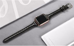 img 1 attached to Secbolt Leather Bands: Stylish and Slim Sport Strap for Apple Watch SE Series 6 5 4 3 2 1 - 38mm 40mm 42mm 44mm - Stainless Steel Buckle Replacement Wristband