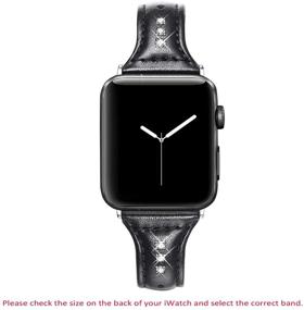 img 3 attached to Secbolt Leather Bands: Stylish and Slim Sport Strap for Apple Watch SE Series 6 5 4 3 2 1 - 38mm 40mm 42mm 44mm - Stainless Steel Buckle Replacement Wristband