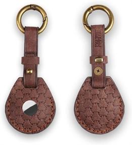 img 4 attached to ☕️ Xmada Genuine Leather AirTag Case: Premium Coffee Brown AirTag Keychain - Top-Grain Cow Leather Holder for Apple AirTag 2021 - Hand Sewn, Elegant & Classic Design