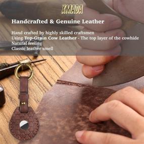 img 1 attached to ☕️ Xmada Genuine Leather AirTag Case: Premium Coffee Brown AirTag Keychain - Top-Grain Cow Leather Holder for Apple AirTag 2021 - Hand Sewn, Elegant & Classic Design