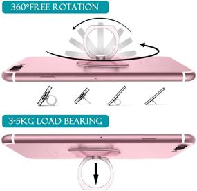 img 3 attached to 📱 DanziX 4 Пакета Держателей для Кольца для Сотового Телефона - Универсальные Держатели для Пальцев Совместимы с iPhoneX 8 7 Plus 6 6S 5 5C 5S iPad, Samsung Galaxy S8 S7 Edge, Смартфоном, Планшетом | Розовое Золото, Золото, Серебро, Черное