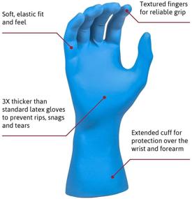 img 3 attached to 🧤 Microflex Medical SG-375-L Large Blue 11.8'' SafeGrip 11.4 mil Latex Non-Sterile Medical Grade Powder-Free Disposable Gloves, English, 15.34 fl. oz, Plastic, 1" x 11.8" x 5.9