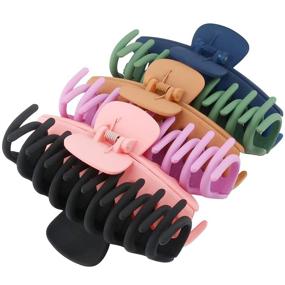 img 4 attached to 💇 6 Pack of 4.3-Inch Large Claw Hair Clips for Thick Hair - Non-Slip, Strong Hold Clips for Women with Long, Heavy Hair - Matte Big Hair Styling Clips