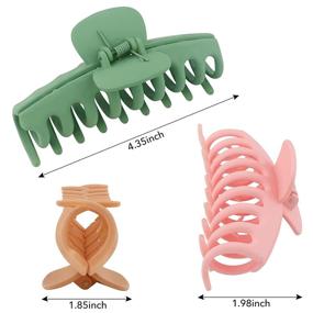 img 2 attached to 💇 6 Pack of 4.3-Inch Large Claw Hair Clips for Thick Hair - Non-Slip, Strong Hold Clips for Women with Long, Heavy Hair - Matte Big Hair Styling Clips