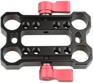 📸 enhance your shoulder rig railblock system with camvate 15mm rod offset raiser clamp (red thumbscrew) logo