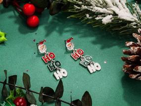 img 1 attached to 🎅 Christmas Santa HoHoHo Earrings – RareLove Red Green White Dangle Studs, Silver Plated Alloy Holiday Jewelry for Women and Girls