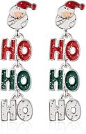 🎅 christmas santa hohoho earrings – rarelove red green white dangle studs, silver plated alloy holiday jewelry for women and girls logo