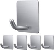 🪝 heavy duty removable wall hooks - kohuijoo self adhesive stainless steel hooks for hanging robe coat in home office towel kitchen keys bags - pack of 5 logo