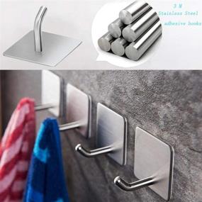 img 2 attached to 🪝 Heavy Duty Removable Wall Hooks - KoHuiJoo Self Adhesive Stainless Steel Hooks for Hanging Robe Coat in Home Office Towel Kitchen Keys Bags - Pack of 5