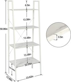 img 1 attached to Function Home 4-Tier Ladder Bookshelf: Contemporary Leaning Bookcase in White - Easy Assembly, Wood and Metal Etagere for Living Room & Office