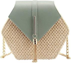 img 4 attached to 👜 Bausweety Straw Crossbody Fashion Shoulder Handbags & Wallets for Women
