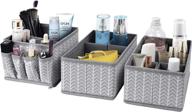🗄️ grey makeup organizer bins - adjustable storage box for cosmetics, brushes, bathroom countertop, dresser - set of 3 logo