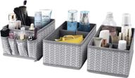 🗄️ grey makeup organizer bins - adjustable storage box for cosmetics, brushes, bathroom countertop, dresser - set of 3 логотип