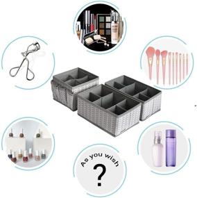 img 1 attached to 🗄️ Grey Makeup Organizer Bins - Adjustable Storage Box for Cosmetics, Brushes, Bathroom Countertop, Dresser - Set of 3