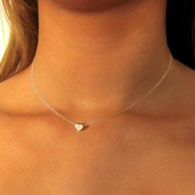 img 3 attached to 18K Gold Plated Tewiky Tiny Initial Heart Choker Necklaces - Cute Monogram Name Dainty Necklaces for Women, Girls, and Alphabet Letter Boy's Necklaces