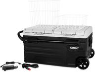 🚐 camco 51520 cam-750 110v ac / 12v dc compact dual zone refrigerator/freezer, 75-liter - portable fridge ideal for on-the-go cooling of food and drinks - perfect for road trips, rving, camping, b logo