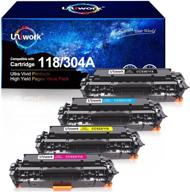 🖨️ 4 pack uniwork remanufactured toner cartridges replacement for canon 118 crg-118 hp 304a compatible with laserjet imageclass mf726cdw mf8580cdw mf8380cdw mf8350cdn lbp7660cdn printer tray logo