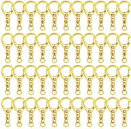 🔑 80 pcs keychain clip d snap hook, roctee metal key ring with chain hooks for lanyard key chain crafting, diy crafts keychain carabiner clip hardware with open jump ring in gold logo