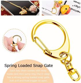 img 1 attached to 🔑 80 Pcs Keychain Clip D Snap Hook, Roctee Metal Key Ring with Chain Hooks for Lanyard Key Chain Crafting, DIY Crafts Keychain Carabiner Clip Hardware with Open Jump Ring in Gold