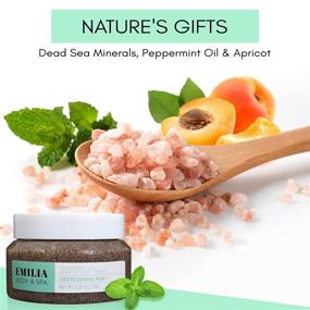 img 2 attached to Emilia Foot Scrubs - Natural Organic Exfoliating Scrub for Body, Hand &amp; Foot - Feet Exfoliator with Dead Sea Mineral Salt + Refreshing Peppermint Oil + Apricot Scrub - Ideal for Bath, Pedicure &amp; Cracked Heel Care