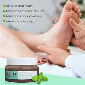 img 3 attached to Emilia Foot Scrubs - Natural Organic Exfoliating Scrub for Body, Hand &amp; Foot - Feet Exfoliator with Dead Sea Mineral Salt + Refreshing Peppermint Oil + Apricot Scrub - Ideal for Bath, Pedicure &amp; Cracked Heel Care