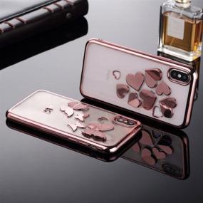 img 1 attached to 📱 iPhone SE 2020 iPhone 7/8 Case for Girls - L-FADNUT Glossy Bling Love Heart 3D Hollow with Plating, Shockproof Bumper, Soft TPU Transparent Back Case. Ultra Slim, Clear Protective Cover in Cute Rose Gold Shade.