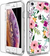 🌸 stylish floral iphone 8 and iphone 7 case with screen protector - luhouri clear protective hard case with slim tpu bumper cover for girls and women logo