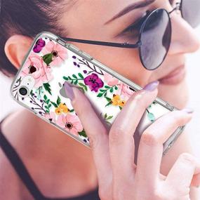 img 3 attached to 🌸 Stylish Floral iPhone 8 and iPhone 7 Case with Screen Protector - LUHOURI Clear Protective Hard Case with Slim TPU Bumper Cover for Girls and Women