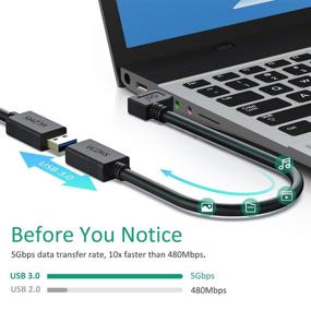 img 2 attached to 🔌 USB-удлинитель VCZHS 1 фут с углом 90 градусов - 2 штуки короткого USB 3.0 мужской к женскому удлинительному кабелю - в комплекте углы влево и вправо