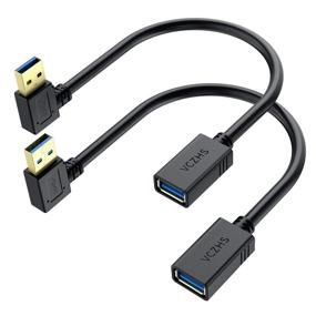 img 4 attached to 🔌 USB-удлинитель VCZHS 1 фут с углом 90 градусов - 2 штуки короткого USB 3.0 мужской к женскому удлинительному кабелю - в комплекте углы влево и вправо