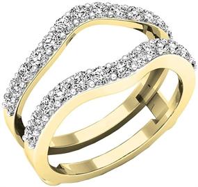 img 4 attached to 💍 Dazzlingrock Collection 1.60 Carat (ctw) 14K Gold Round Cut CZ Women's Wedding Enhancer Guard Double Ring