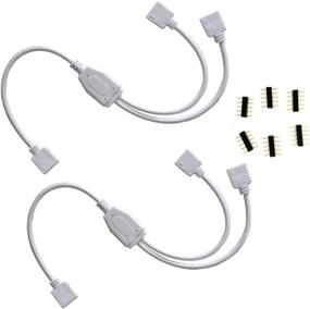 img 4 attached to 🔌 2-Piece Pack: 1 to 2 Ports Female Connection Cable - 5 Pin Splitter Cable LED Strip Connector - For 5050 3528 RGBW LED Light Strip - Includes 6 Male 5 Pin Plugs