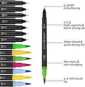 img 3 attached to Hethrone Coloring Markers: 36 Dual Brush & Fine Tip Set for Adult Coloring, Calligraphy, Drawing & Bullet Journaling