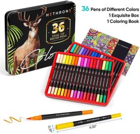 img 1 attached to Hethrone Coloring Markers: 36 Dual Brush & Fine Tip Set for Adult Coloring, Calligraphy, Drawing & Bullet Journaling