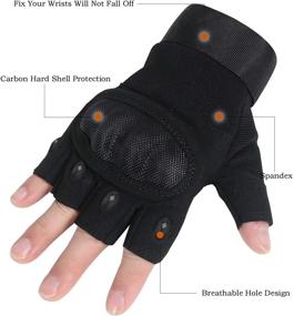 img 3 attached to Hikeman Fingerless Motorcycle Gloves: Tactical Hard Shell Knuckles Gear for Shooting, Hunting, Paintball, Driving, and More