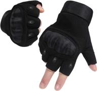 hikeman fingerless motorcycle gloves: tactical hard shell knuckles gear for shooting, hunting, paintball, driving, and more logo