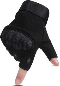 img 1 attached to Hikeman Fingerless Motorcycle Gloves: Tactical Hard Shell Knuckles Gear for Shooting, Hunting, Paintball, Driving, and More