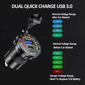 img 3 attached to 🔌 Ideal iMESTOU PD & QC3.0 USB Automobile Charger: Dual Power Outlets with Voltmeter & Switch 12V/24V for Motorcycles, Marines, UTV, RV and More!