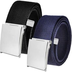 img 4 attached to Adjustable Men's Accessories for Belts: Polished Silver Buckle Belt