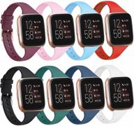 8-пакет тонких силиконовых ремешков для умных часов fitbit versa 2 - узкие заменяемые браслеты для серии fitbit versa (8 штук, маленькие) логотип