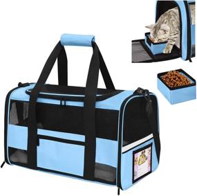 img 4 attached to 🐾 Sapine Pet Carrier Airline Approved with Bonus Bowl, ID Card, Reflective Strip - Ideal Cat & Dog Travel Carrier for Small-Medium Pets - Soft-Sided & Portable