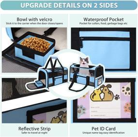 img 2 attached to 🐾 Sapine Pet Carrier Airline Approved with Bonus Bowl, ID Card, Reflective Strip - Ideal Cat & Dog Travel Carrier for Small-Medium Pets - Soft-Sided & Portable