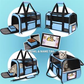 img 1 attached to 🐾 Sapine Pet Carrier Airline Approved with Bonus Bowl, ID Card, Reflective Strip - Ideal Cat & Dog Travel Carrier for Small-Medium Pets - Soft-Sided & Portable