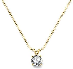 img 2 attached to 💎 Jude Jewelers Stainless Steel Solitaire Style Collar Charm Necklace - Classic and Simple Plain Design