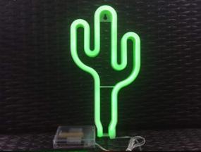 img 2 attached to LDGJ Neon Sign Bolt LED Wall Light - Battery and USB Operated Blue Lightning Neon Signs for Home, Kids Room, Bar, Party, Christmas, Wedding - Popular Green Cactus Design