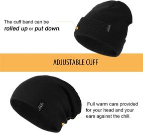 img 2 attached to Stylish Unisex Winter Knitted Beanie: Slouchy Cuffed Rib Knit Watch Hat with Acrylic, Ideal for Men and Women