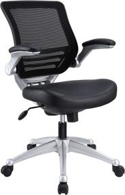 img 4 attached to 💺 Enhanced Ergonomic Modway Edge Mesh Back and Leather Seat Office Chair in Black with Convenient Flip-Up Arms