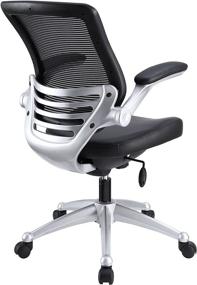 img 1 attached to 💺 Enhanced Ergonomic Modway Edge Mesh Back and Leather Seat Office Chair in Black with Convenient Flip-Up Arms