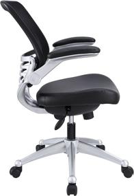 img 2 attached to 💺 Enhanced Ergonomic Modway Edge Mesh Back and Leather Seat Office Chair in Black with Convenient Flip-Up Arms